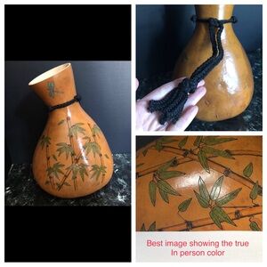 Decorative Gourd with Bamboo Forest and Dragonfly Design